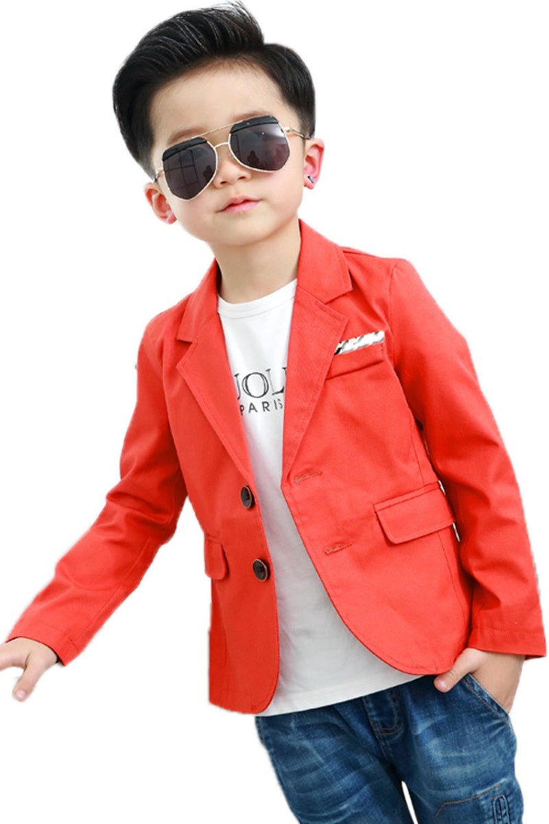 ELUCKFACE Boys Fashion Blazers Casual Jackets Coat Orange 6-7Years - Image 1